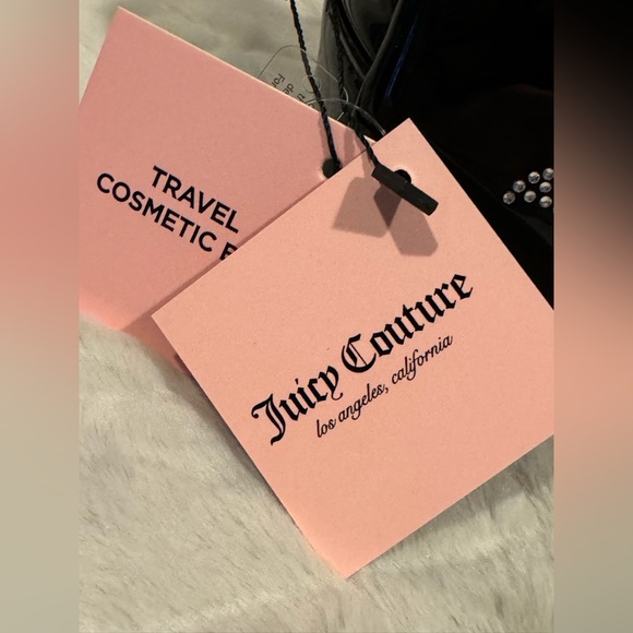 JC Juicy couture travel cosmetic makeup bag shiny black with bling juicy NWT - Picture 2 of 9